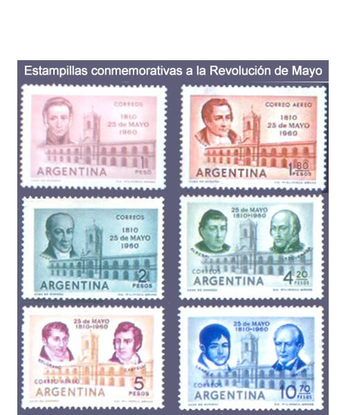 estampillas de 150 años de revolucion de mayo